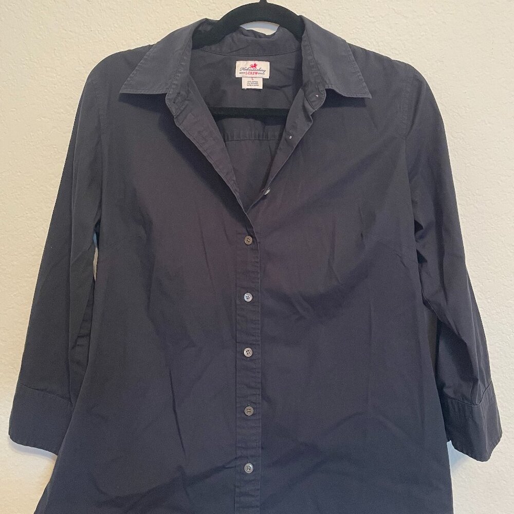 Black 3/4 sleeve button down, J Crew, size L